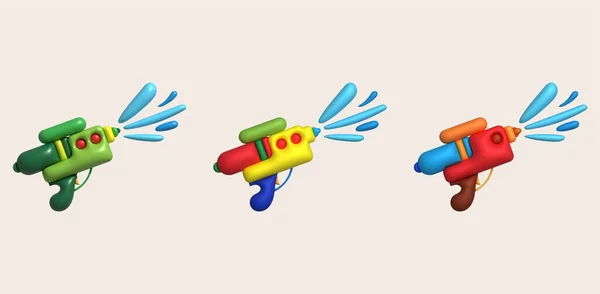 Иллюстрация Водяного Пистолета Пластиковая Летняя Игрушка Красочный Дизайн Детей Пистолет — стоковый вектор