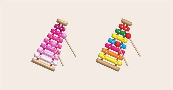 Ikona Cute Zabawka Ksylofon Instrument Muzyczny Dla Dzieci Minimalny Styl — Wektor stockowy