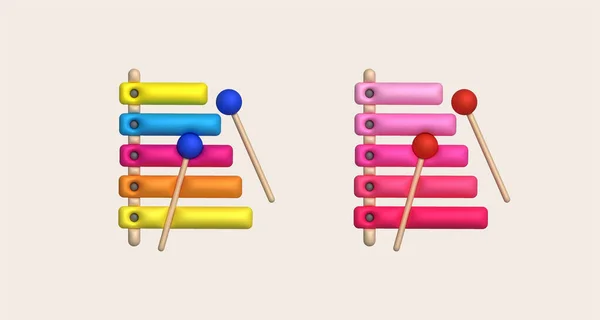 Icon Schattig Xylophone Speelgoed Muziekinstrument Voor Kinderen Minimale Stijl — Stockvector