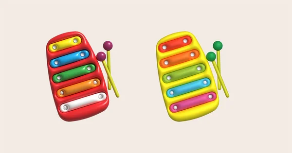 Ikon Söt Xylofon Leksak Musikinstrument För Barn Minimal Stil — Stock vektor