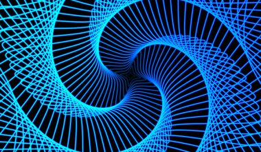 Siyah arkaplanda 3D soyut dijital teknoloji mavi ağı.