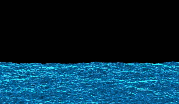 Abstrakt Digital Teknologi Realistisk Vand Bølge Flod Blå Lys Partikler - Stock-foto