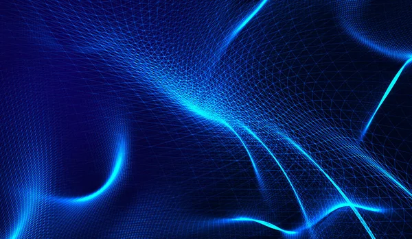 Abstrait Technologie Numérique Particules Lumière Bleue Sur Fond Bleu — Photo