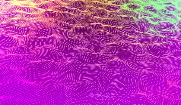 Abstrakt Digital Teknik Realistisk Vatten Våg Flod Rosa Ljus Partiklar — Stockfoto