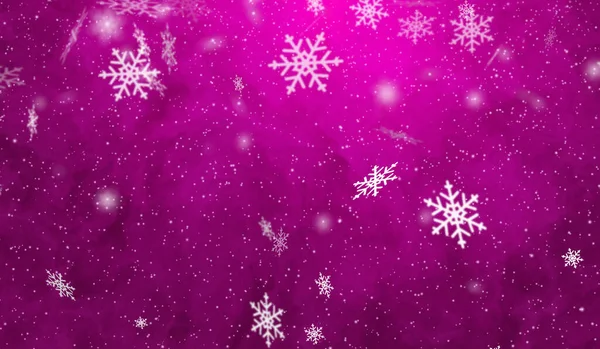 Winter Sneeuwvlokken Deeltjes Vallen Roze Gradiënt Achtergrond — Stockfoto