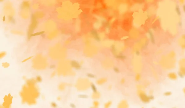 Abstrakte Herbstblätter Partikel Fallen Auf Orangefarbenen Gradienten Wolken Hintergrund — Stockfoto