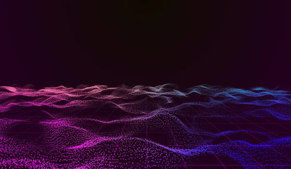 Abstrakt Digital Teknik Realistisk Vatten Våg Flod Rosa Blå Ljus — Stockfoto