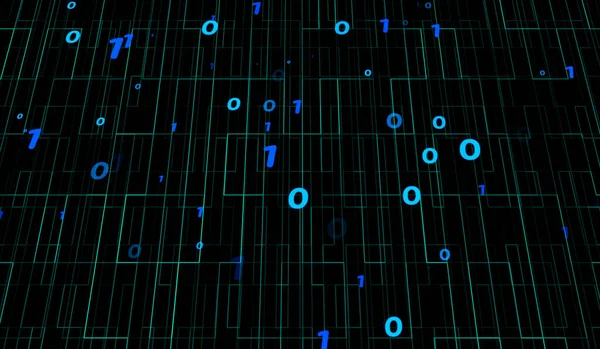 Abstrakcyjny Wzór Cząstek Binarnych Cyfrowa Technologia Niebieski Niebieskim Tle Gradientu — Zdjęcie stockowe