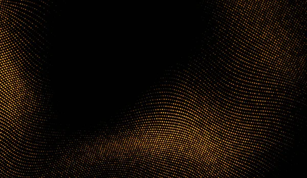 Abstract Digital Technology Orange Gold Particles Black Background — Stock Photo, Image