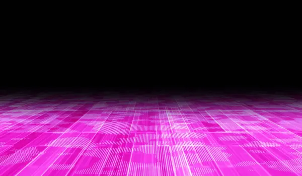 Цифровая Технология Абстрактные Розовые Частицы Света Воды Волны Черном Градиентном — стоковое фото
