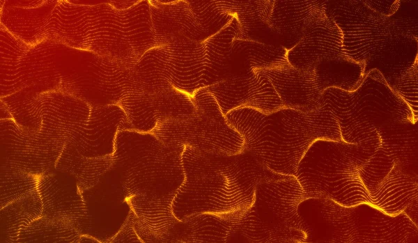 3D抽象デジタルテクノロジー赤い粒子波を赤い背景に — ストック写真