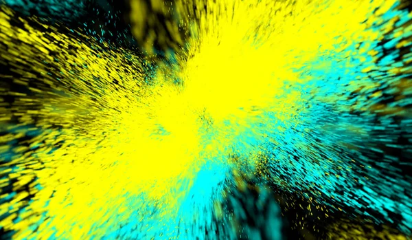 Tecnología Digital Abstracta Fragmentación Partículas Mezcla Amarillo Azul Sobre Fondo — Foto de Stock