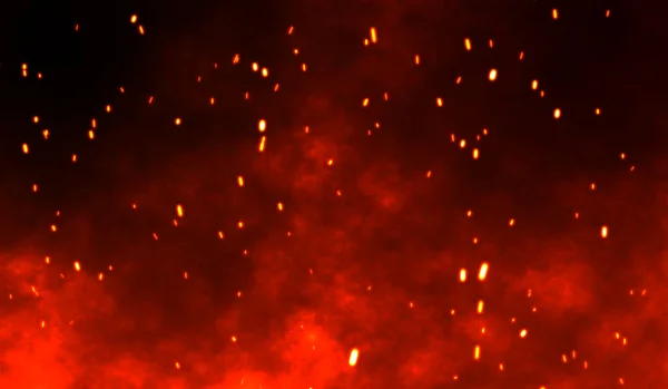 Палаючі Помаранчеві Іскри Піднімаються Вогню Частинки Вогню Червоному Градієнтному Фоні — стокове фото