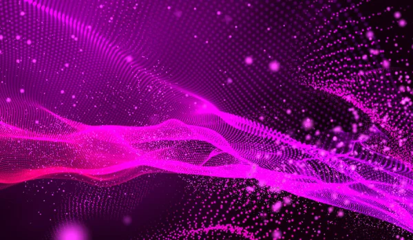 Abstrato Tecnologia Digital Partículas Rosa Onda Rede Sobre Fundo Rosa — Fotografia de Stock