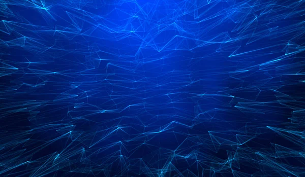 Abstrato Tecnologia Digital Partículas Azuis Onda Rede Fundo Azul — Fotografia de Stock