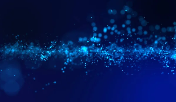 Abstrato Digital Tecnologia Azul Partículas Rede Fundo Azul — Fotografia de Stock