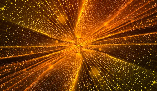Abstrato Tecnologia Digital Amarelo Laranja Partículas Rede Fundo Vermelho — Fotografia de Stock