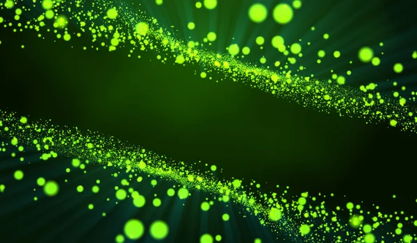 Tecnología Digital Abstracta Red Partículas Verdes Sobre Fondo Verde — Foto de Stock