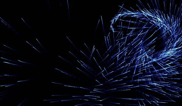 Abstrata Fragmentação Partículas Tecnologia Digital Mistura Azul Sobre Fundo Preto — Fotografia de Stock