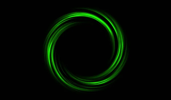 Abstract Digital Technology Green Light Sphere Black Background — Stock Photo, Image