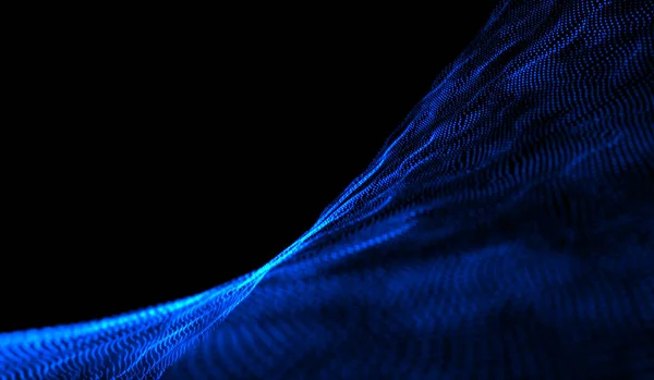 Tecnología Digital Abstracta Partículas Luz Azul Onda Red Sobre Fondo — Foto de Stock