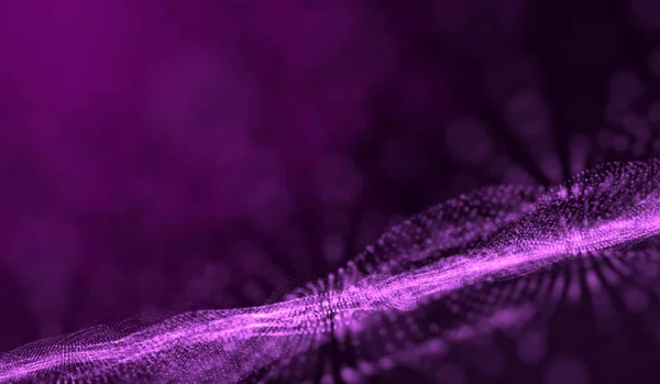 Abstrato Tecnologia Digital Rosa Partículas Luz Onda Rede Sobre Fundo — Fotografia de Stock