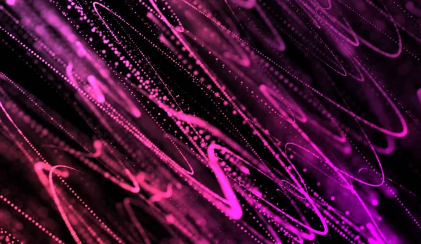 Abstrata Tecnologia Digital Rosa Luz Partículas Rede Fundo Preto — Fotografia de Stock