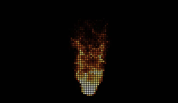 Напівтонові Крапки Апельсин Спалювання Іскри Вогонь Чорному Фоні — стокове фото