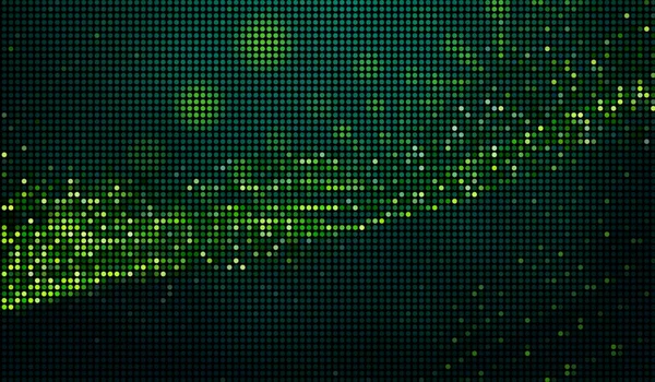 Meio Tom Pontos Abstrato Tecnologia Digital Luz Verde Fundo Verde — Fotografia de Stock