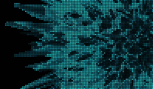 Meio Tom Pontos Abstrato Tecnologia Digital Luz Azul Fundo Preto — Fotografia de Stock