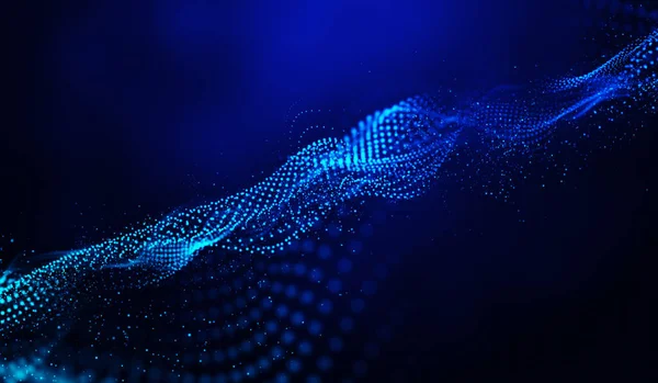 Αφηρημένη Ψηφιακή Τεχνολογία Μπλε Σωματίδια Φωτός Μπλε Φόντο — Φωτογραφία Αρχείου