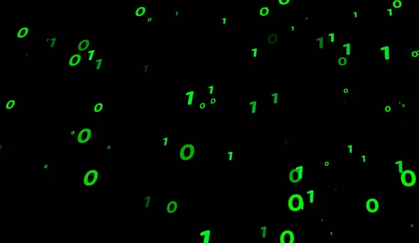 Abstracto Patrón Binario Partículas Tecnología Digital Verde Sobre Fondo Negro — Foto de Stock