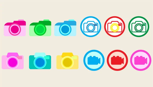 Колекція Значок Фотоапарата Набір Фотоапаратів Дизайнерських Робіт — стоковий вектор