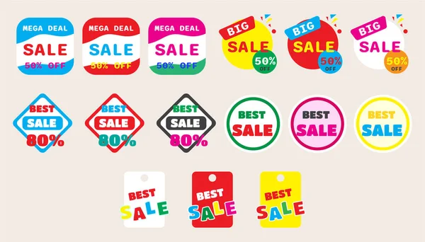 Kollektion Ikon Försäljning Banner Design Shopping Erbjudande Rabatt Stor Försäljning — Stock vektor