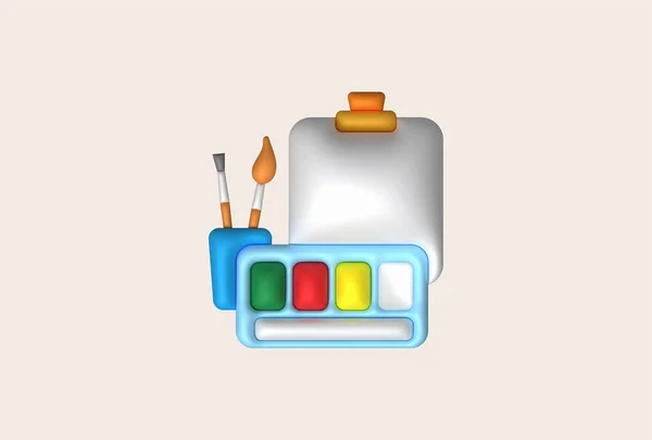 Illustration Χρωματισμός Εξοπλισμού Βαφή Δίσκο Και Βούρτσες Minimal Στυλ — Διανυσματικό Αρχείο
