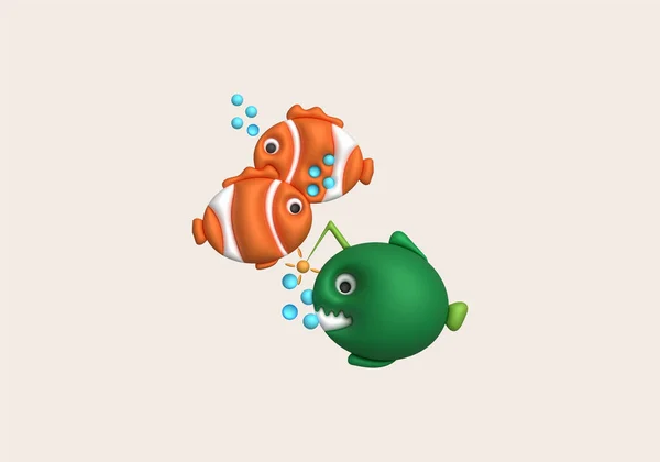 Illustration Cute Underwater Animals Sea Fish Popular Color Fish Minimal — Stock Vector