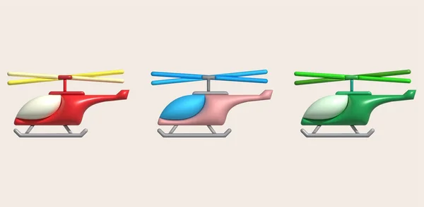 Illüstrasyon Oyuncak Helikopterleri Çocuk Oyuncakları Düzeyde — Stok Vektör