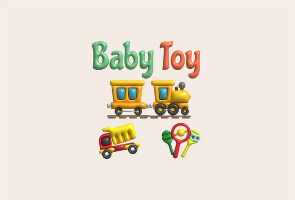 Ilustrační Písmena Baby Toy Dětské Párty Dětské Hračky Dětské Hračky — Stockový vektor