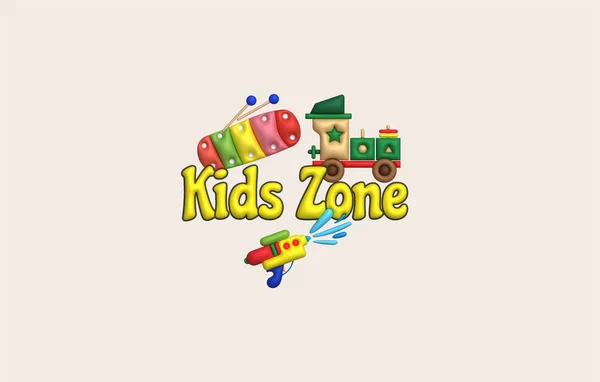 Illustration Bokstäver Kids Club Kid Zone Shoptoy Och Barns Leksaker — Stock vektor