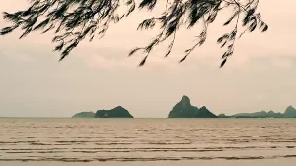 배경과 아름다운 구름에 해변에 아름다운 — 비디오