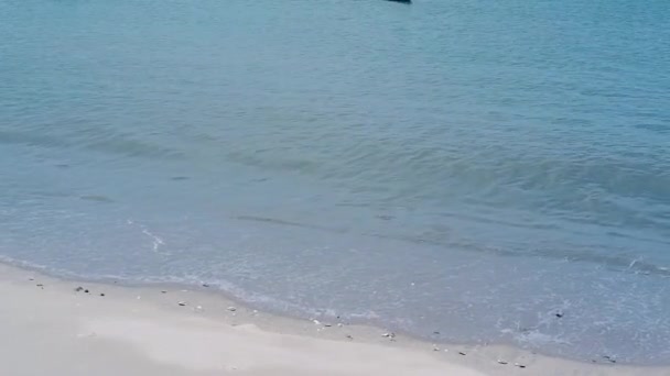 Piękna Plaża Fale Morskie Wiejące Plażę — Wideo stockowe