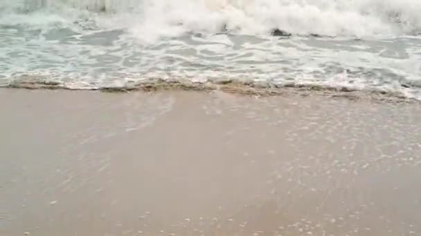 Schöner Strand Ozeanwellen Die Auf Den Strand Wehen — Stockvideo