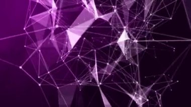 Pembe soyut arkaplan dijital bağlantısı nokta ve çizgileri hareket ettiriyor. teknoloji ağ bağlantı yapısı.