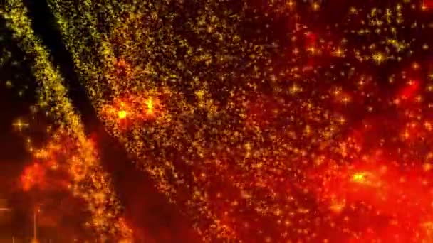 Étoiles Brillantes Scintillent Sur Fond Rouge Graphismes Mouvement Des Particules — Video