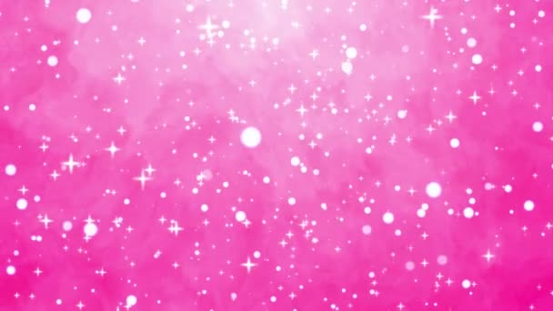 Glühende Sterne Funkeln Auf Rosa Hintergrund Glitzernde Glitzerpartikel Bewegungsgrafik — Stockvideo