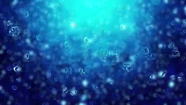 Drops Rain Falling Glass Blue Background Falling Snow — Stock Video
