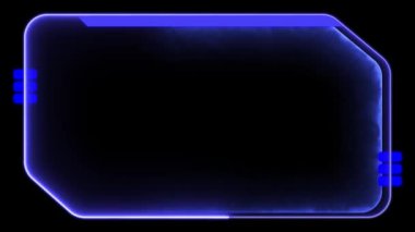 Neon oyun çerçeve efekti parlayan kare şekil döngüsü, siyah arkaplan.