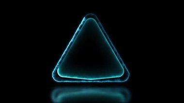 Parlak üçgen neon çerçeve efekti, siyah arkaplan.