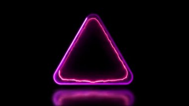 Parlak üçgen neon çerçeve efekti, siyah arkaplan.