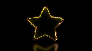  Parlayan yıldız şekilli neon çerçeve efekti, siyah arkaplan.